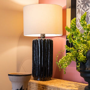 Biznaga Black Glazed Clay Lamp