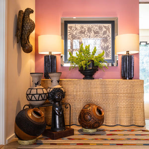 Biznaga Black Glazed Clay Lamp