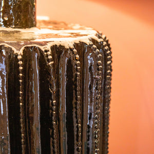 Biznaga Black Glazed Clay Lamp