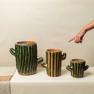 Pack de 3 Macetas Cactus, Verde