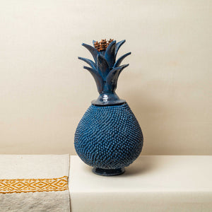 Piña Barro Vidriado Azul