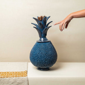 Piña Barro Vidriado Azul