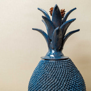 Piña Barro Vidriado Azul