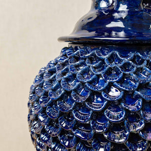 Large blue pineapple glazed clay