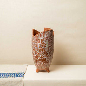 Jarrón Barro Esgrafiado Terracota