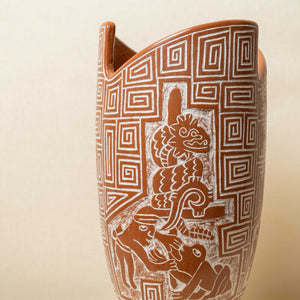 Jarrón Barro Esgrafiado Terracota