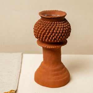 Candelabro Barro Natural Grande