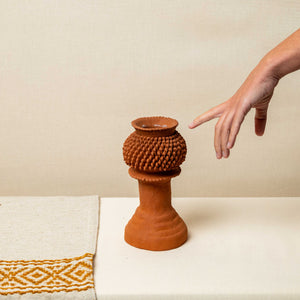 Candelabro Barro Natural Grande