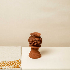 Candelabro Barro Natural Pequeño