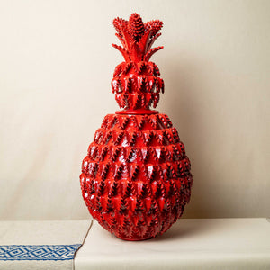 Large blue pineapple glazed clay