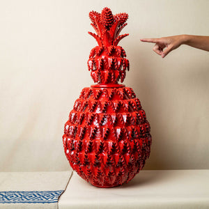 Large blue pineapple glazed clay