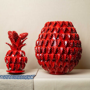 Large blue pineapple glazed clay
