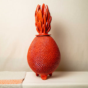Piña Barro Vidriado Naranja