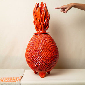 Piña Barro Vidriado Naranja
