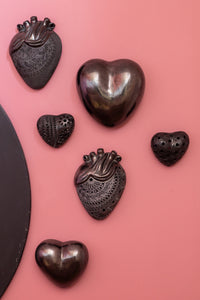 Small Openwork Black Clay Heart
