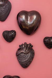 Small Openwork Black Clay Heart